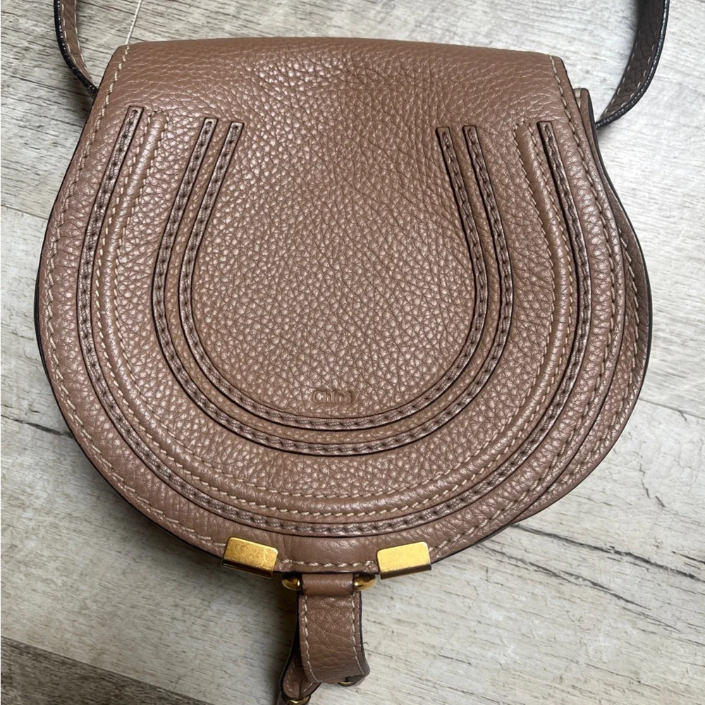 Chloe Brown Crossbody Bag with Gold Accents - Picture 1 of 15